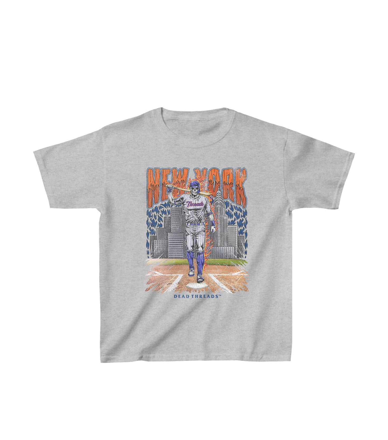 a gray t - shirt with a picture of a baseball player