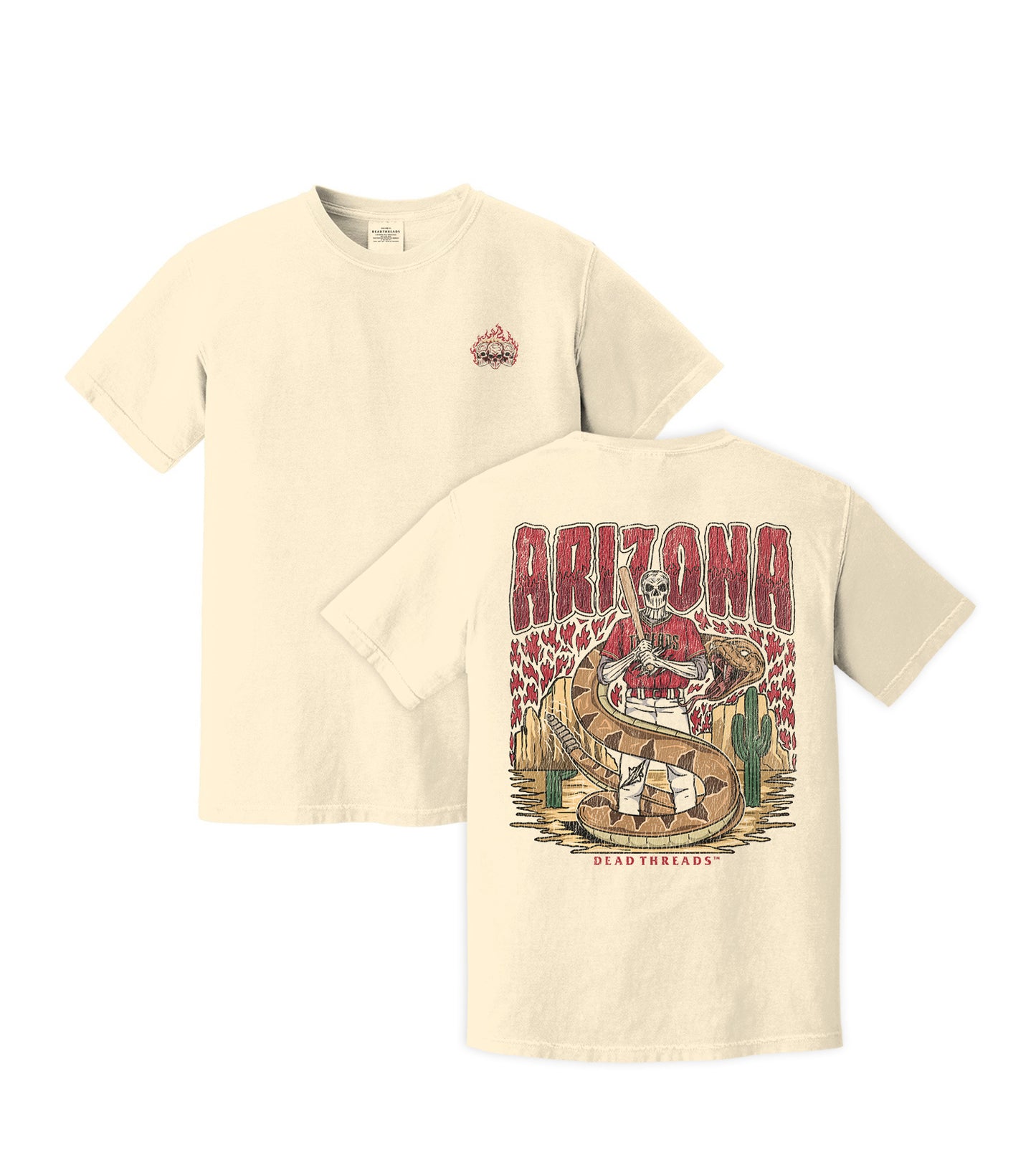 ARIZONA BASEBALL - "3 SKULL" PREMIUM T-SHIRT