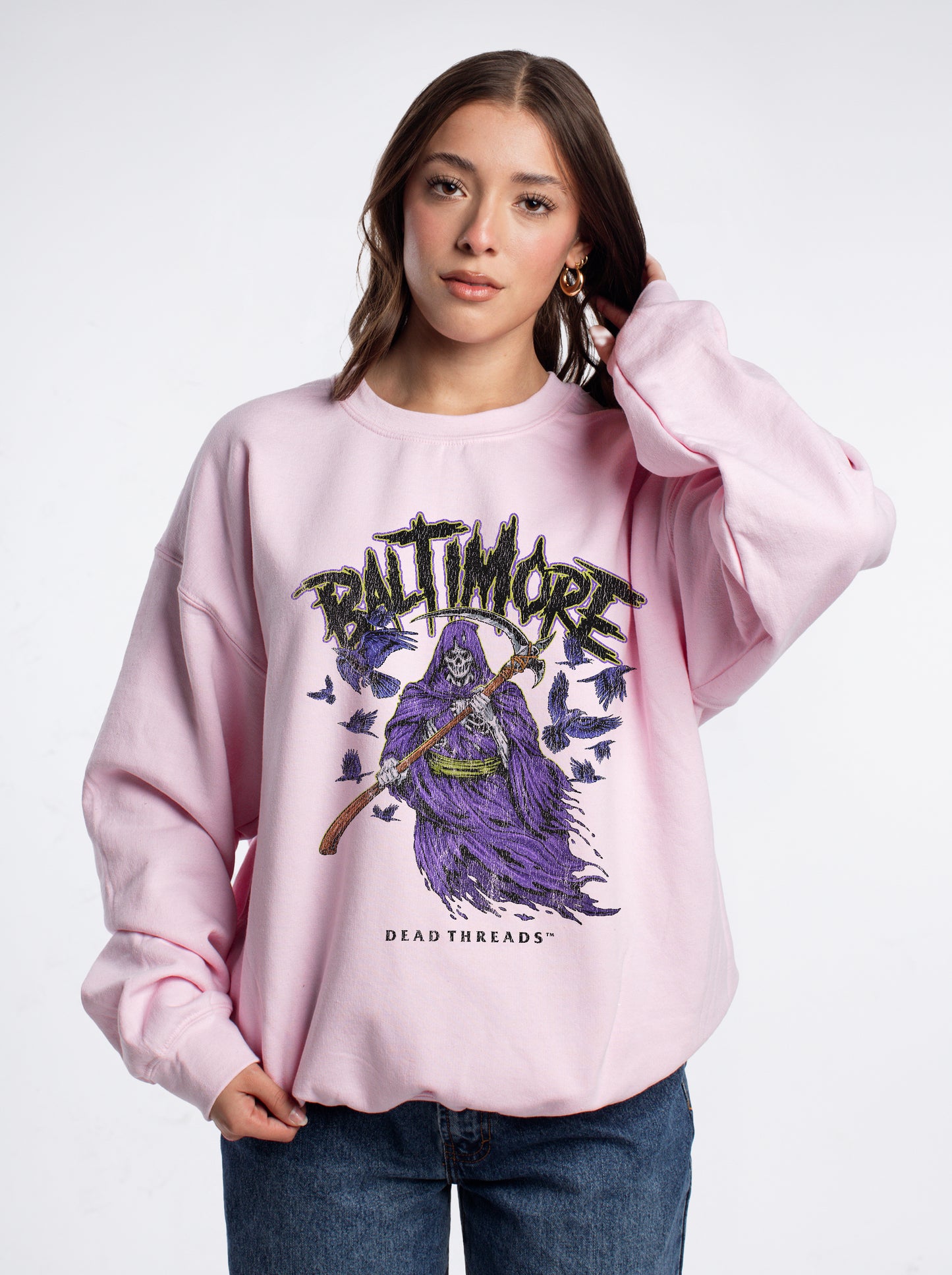 BALTIMORE FOOTBALL v2 CREWNECK SWEATSHIRT - PINK