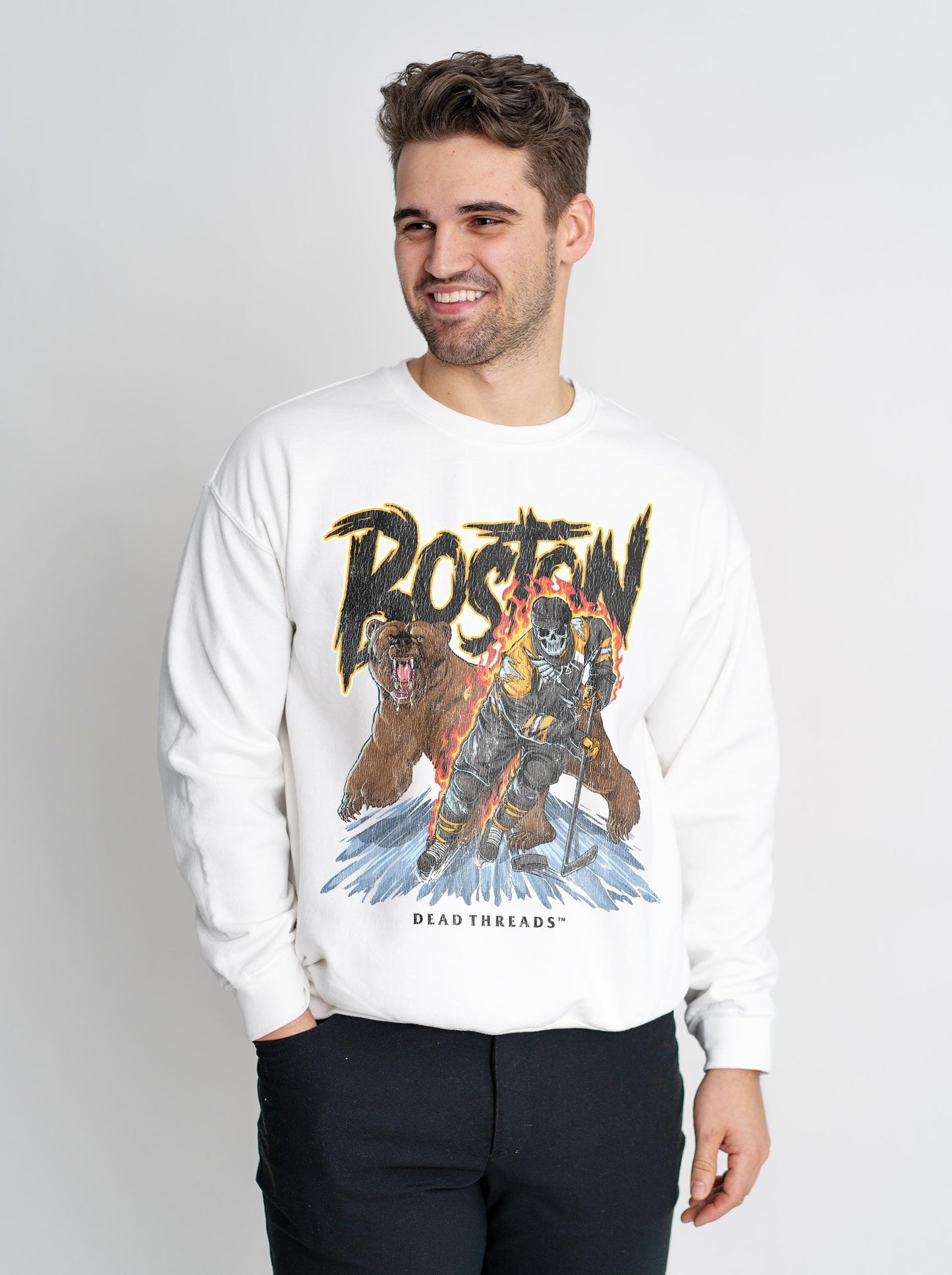 BOSTON HOCKEY CREWNECK SWEATSHIRT