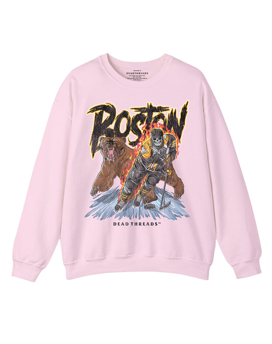 BOSTON HOCKEY CREWNECK SWEATSHIRT - PINK