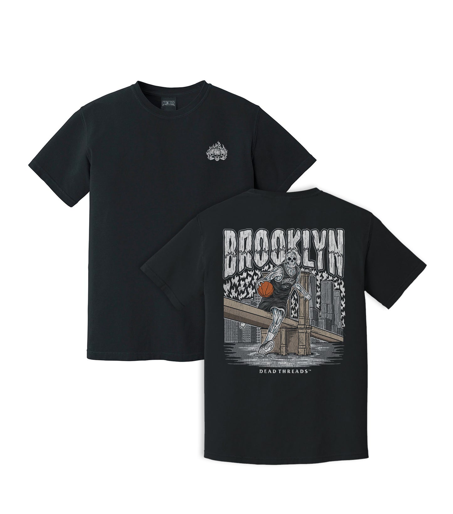 BROOKLYN BASKETBALL - “3 SKULL” PREMIUM T-SHIRT