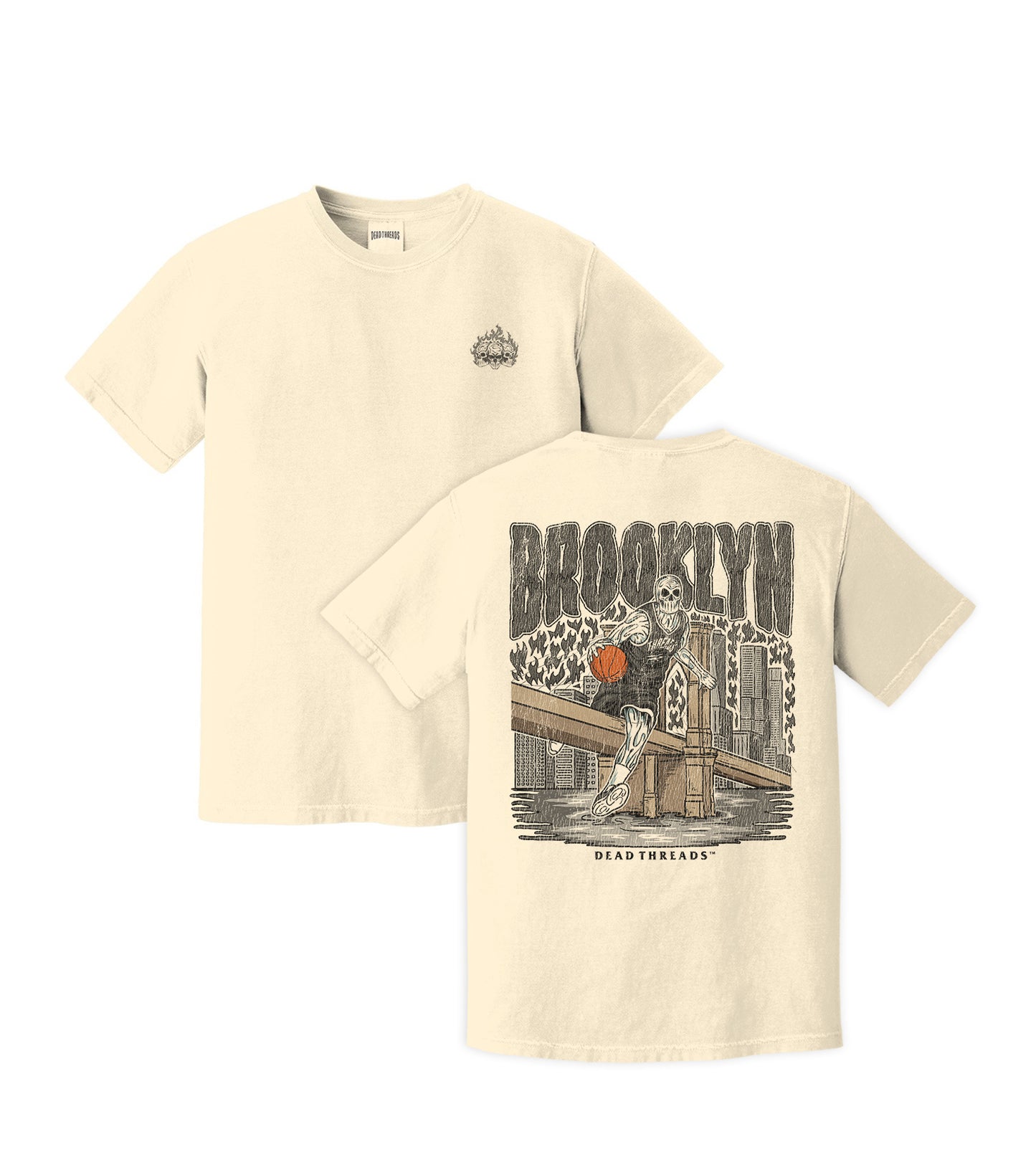 BROOKLYN BASKETBALL - “3 SKULL” PREMIUM T-SHIRT
