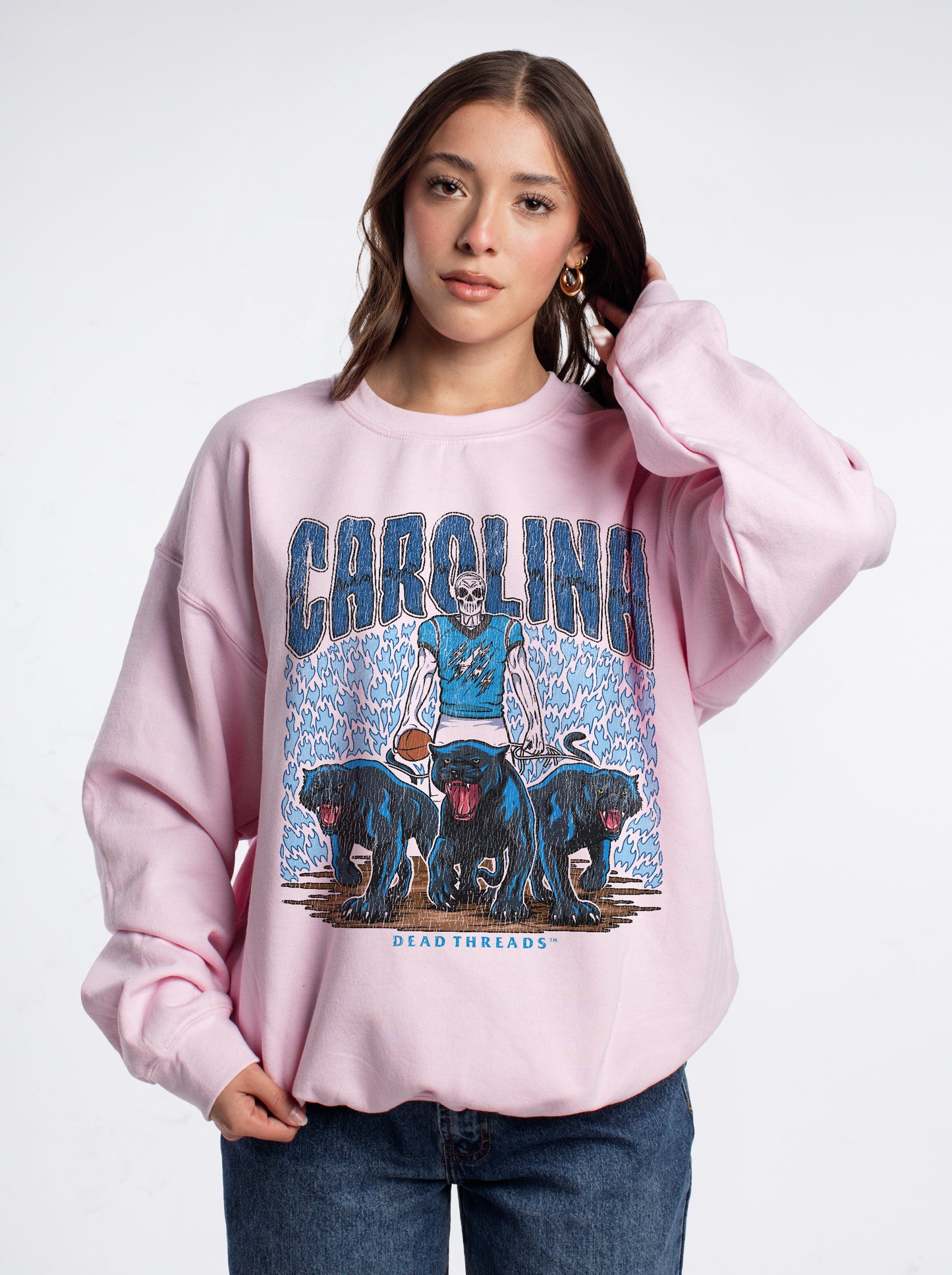 CAROLINA FOOTBALL CREWNECK SWEATSHIRT - PINK
