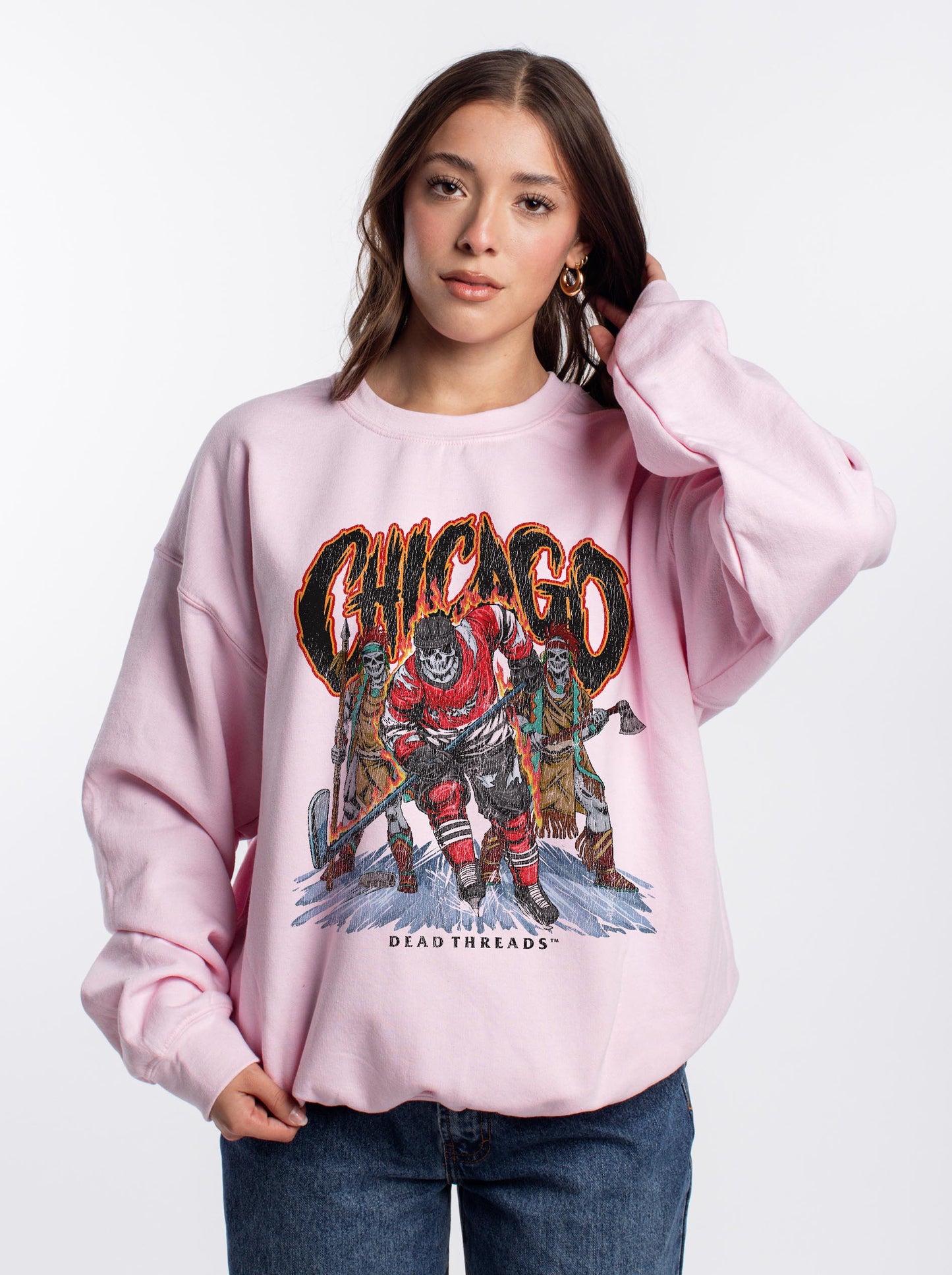 CHICAGO HOCKEY CREWNECK SWEATSHIRT - PINK