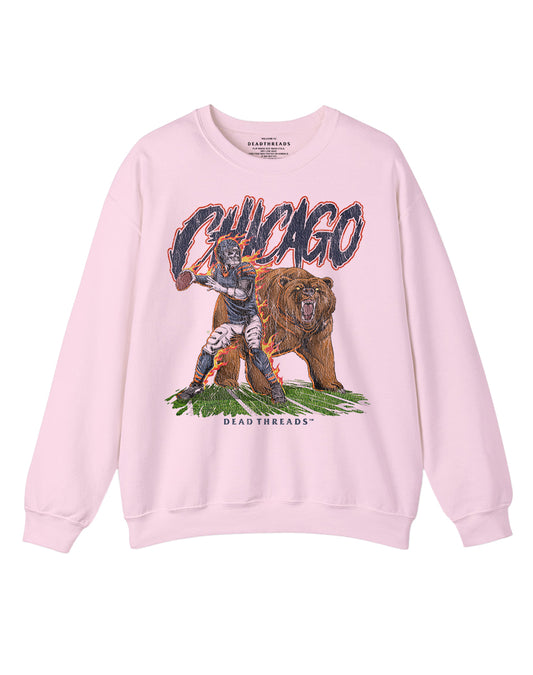 CHICAGO FOOTBALL v2 CREWNECK SWEATSHIRT - PINK