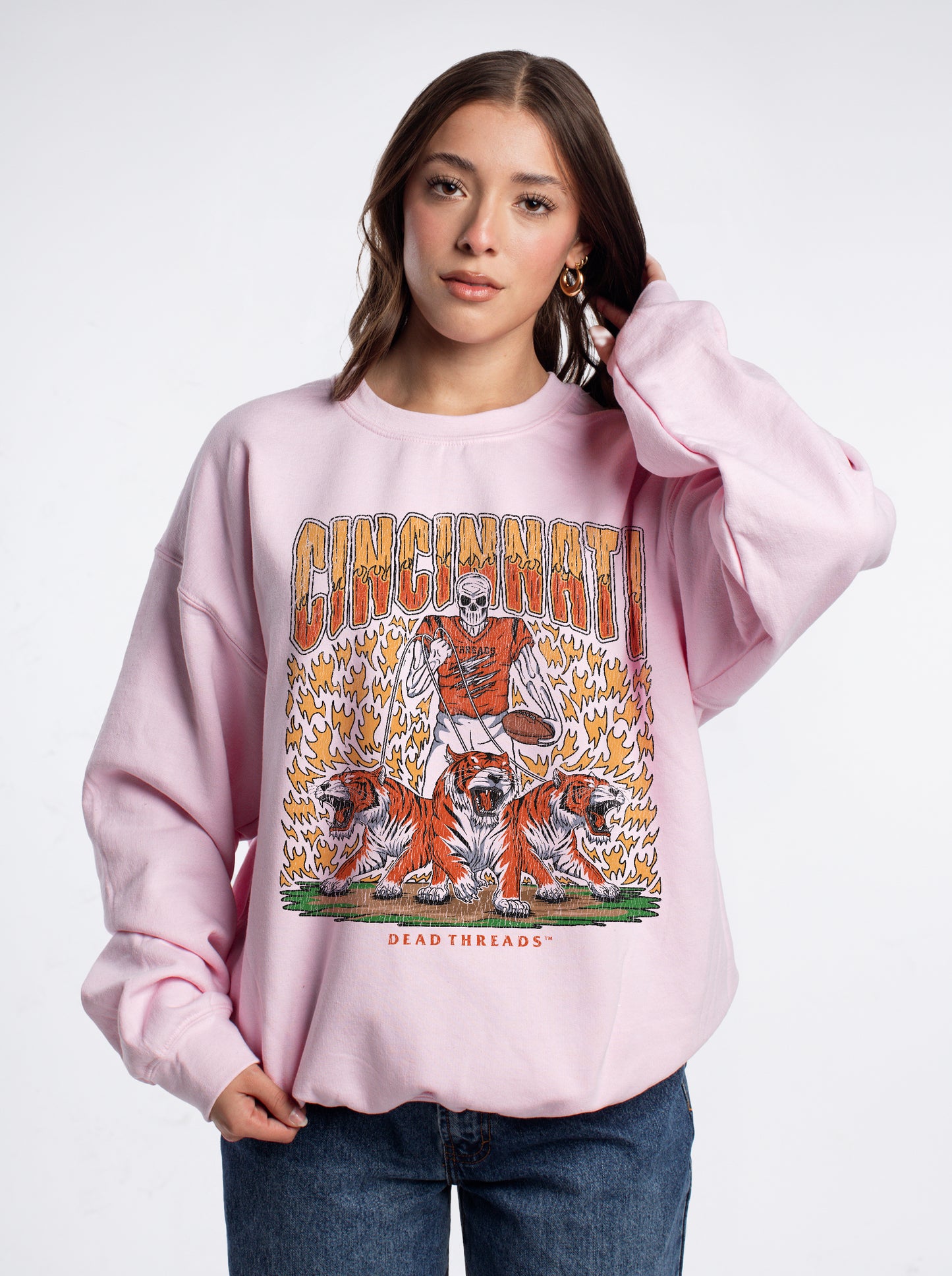 CINCINNATI FOOTBALL v1 CREWNECK SWEATSHIRT - PINK