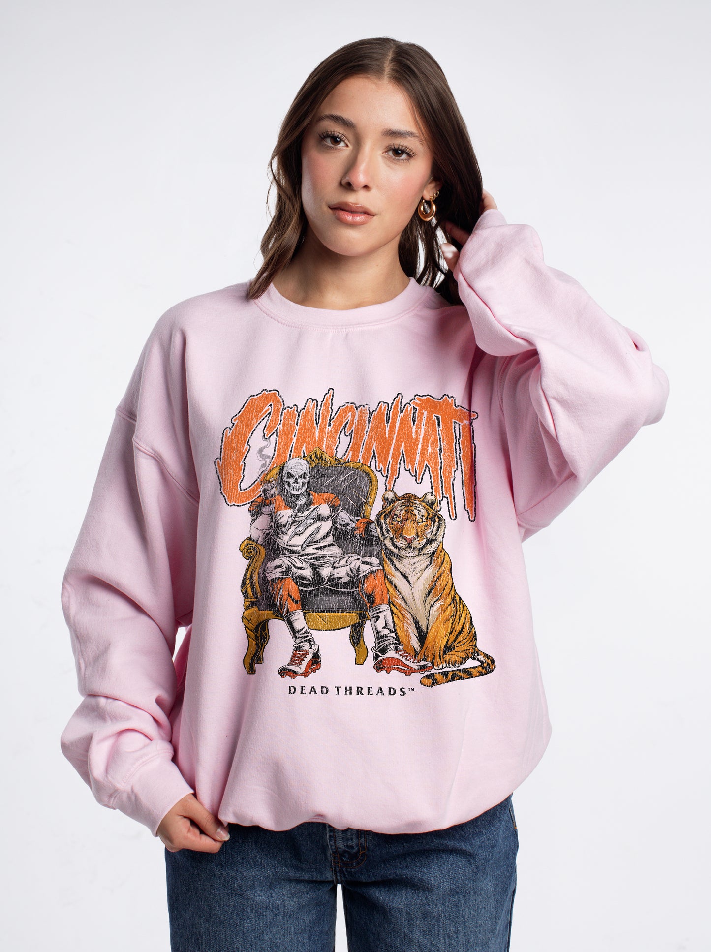 CINCINNATI FOOTBALL v2 CREWNECK SWEATSHIRT - PINK