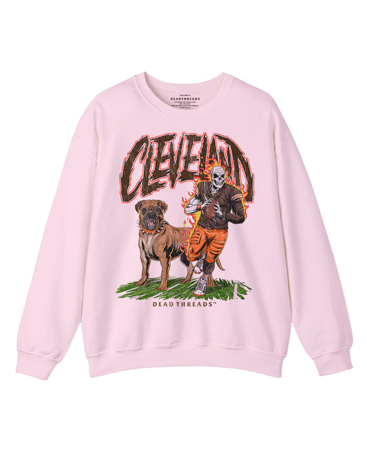 CLEVELAND FOOTBALL v2 CREWNECK SWEATSHIRT - PINK