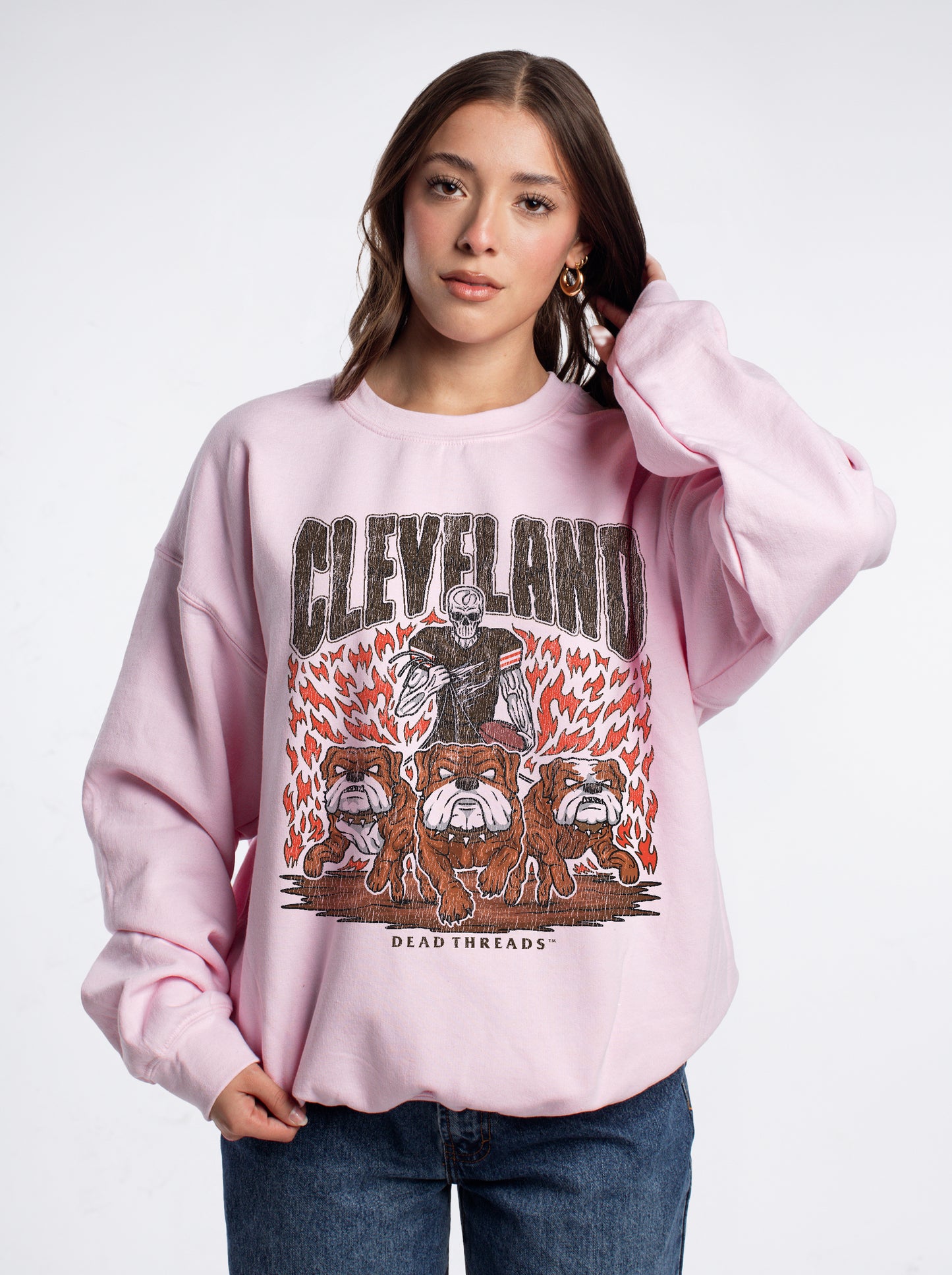 CLEVELAND FOOTBALL v1 CREWNECK SWEATSHIRT - PINK