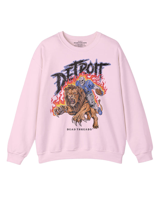 DETROIT FOOTBALL v2 CREWNECK SWEATSHIRT - PINK