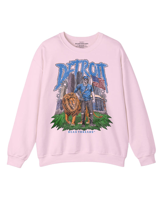 DETROIT FOOTBALL v3 CREWNECK SWEATSHIRT - PINK