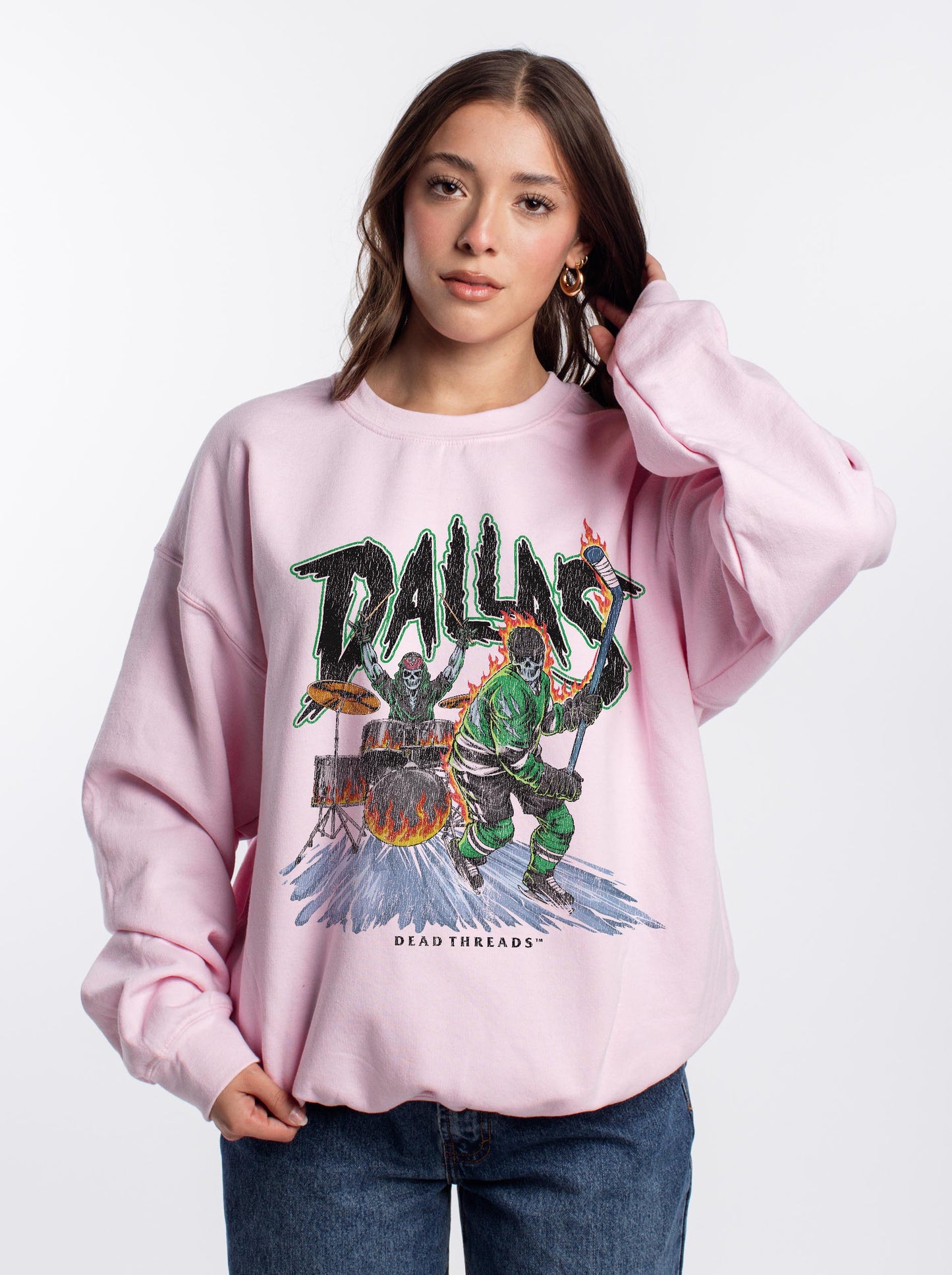 DALLAS HOCKEY CREWNECK SWEATSHIRT - PINK
