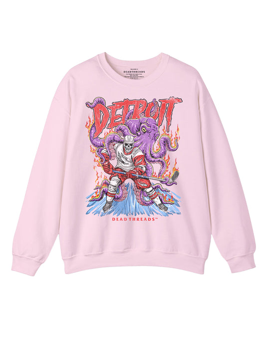 DETROIT HOCKEY CREWNECK SWEATSHIRT - PINK