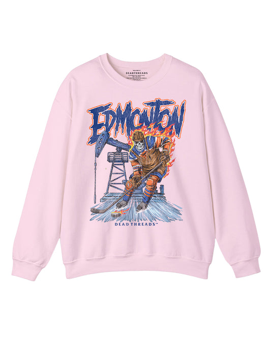 EDMONTON HOCKEY CREWNECK SWEATSHIRT - PINK