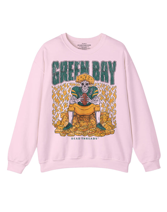 GREEN BAY FOOTBALL v1 CREWNECK SWEATSHIRT - PINK