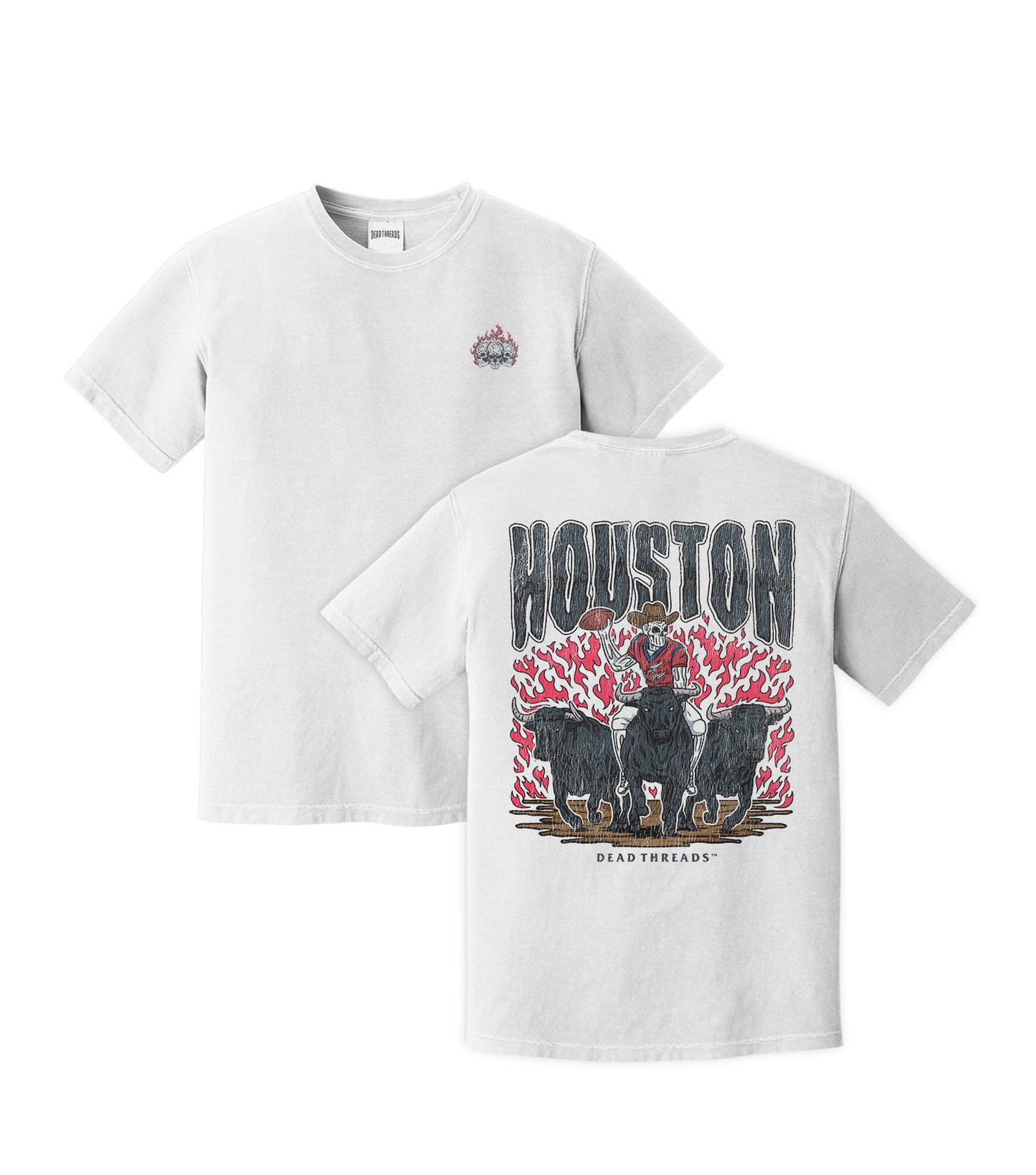 HOUSTON FOOTBALL - “3 SKULL” PREMIUM T-SHIRT