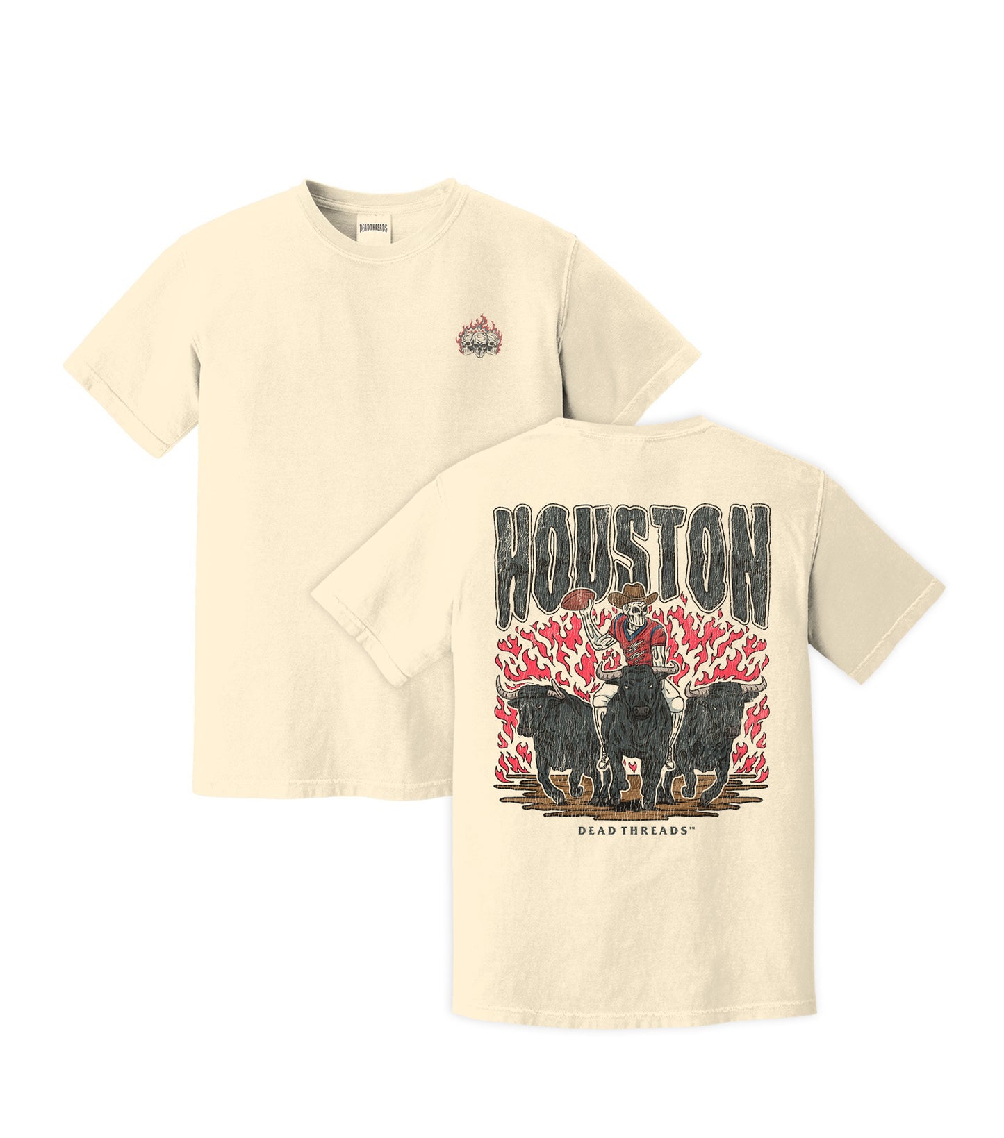 HOUSTON FOOTBALL - “3 SKULL” PREMIUM T-SHIRT