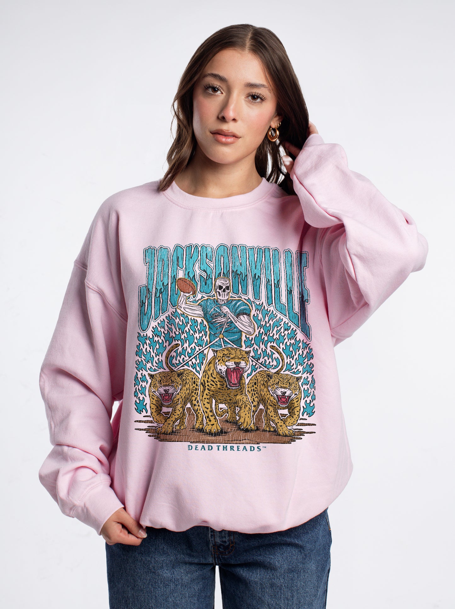 JACKSONVILLE FOOTBALL v1 CREWNECK SWEATSHIRT - PINK