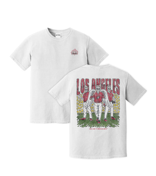 LOS ANGELES “RED” BASEBALL - "3 SKULL" PREMIUM T-SHIRT