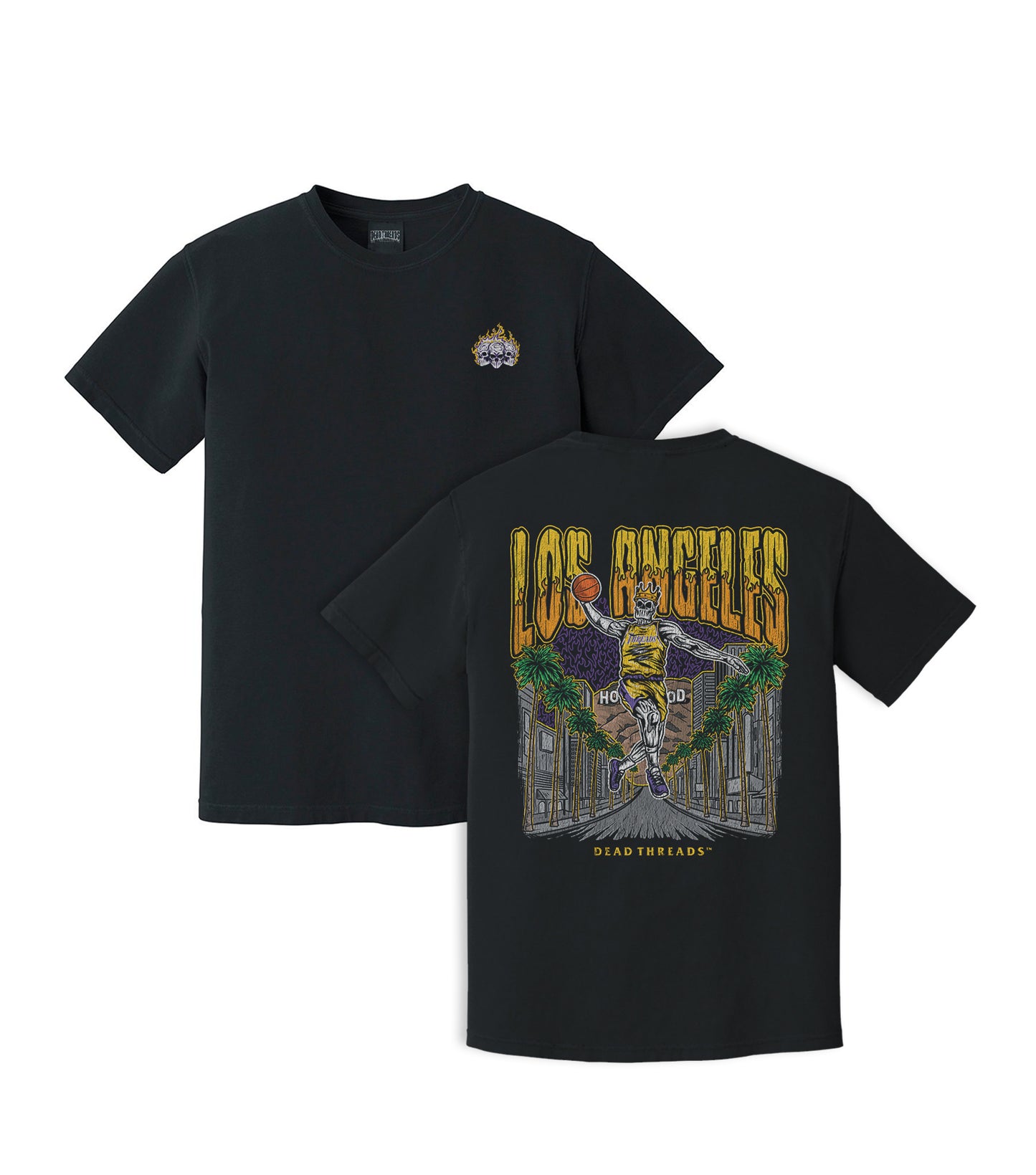 LOS ANGELES BASKETBALL - “3 SKULL” PREMIUM T-SHIRT