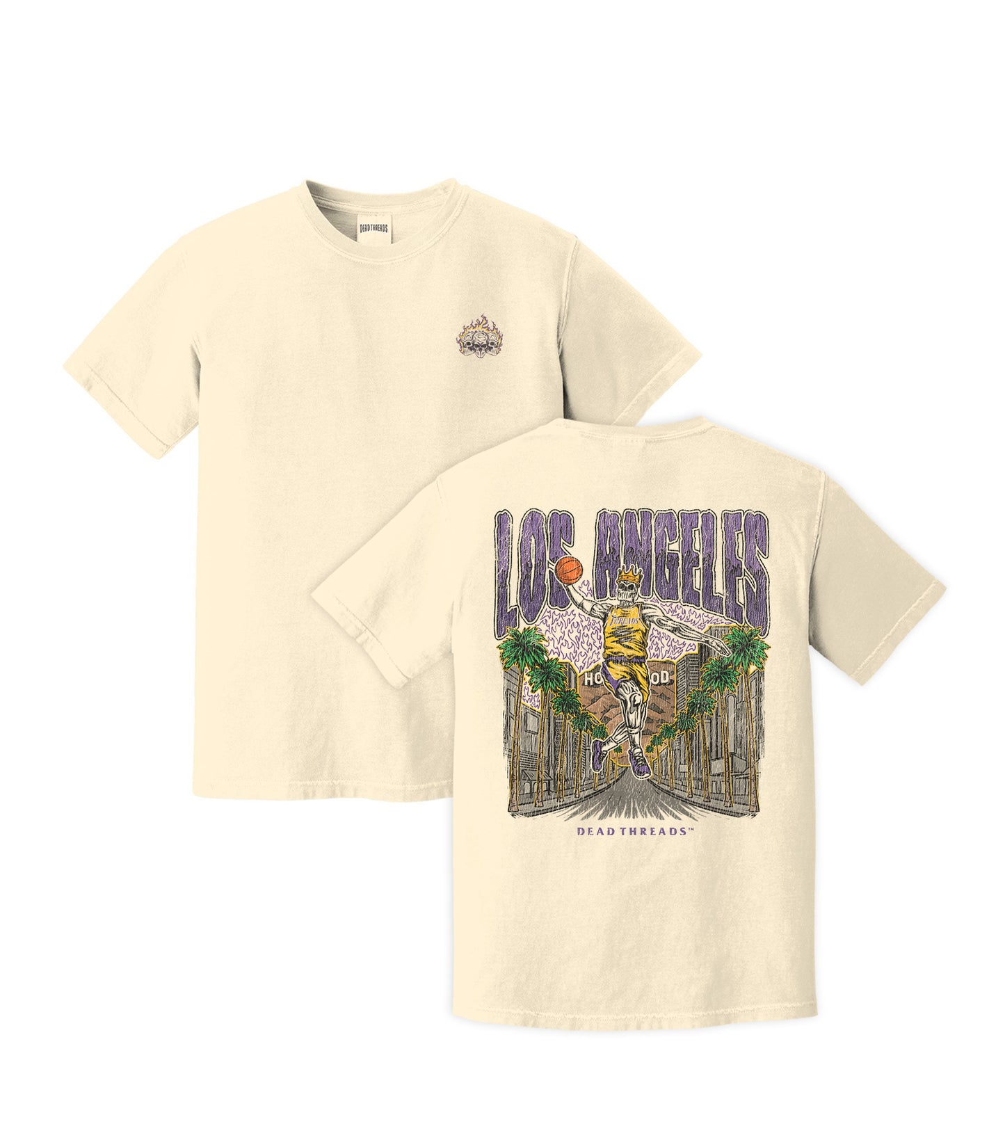LOS ANGELES BASKETBALL - “3 SKULL” PREMIUM T-SHIRT