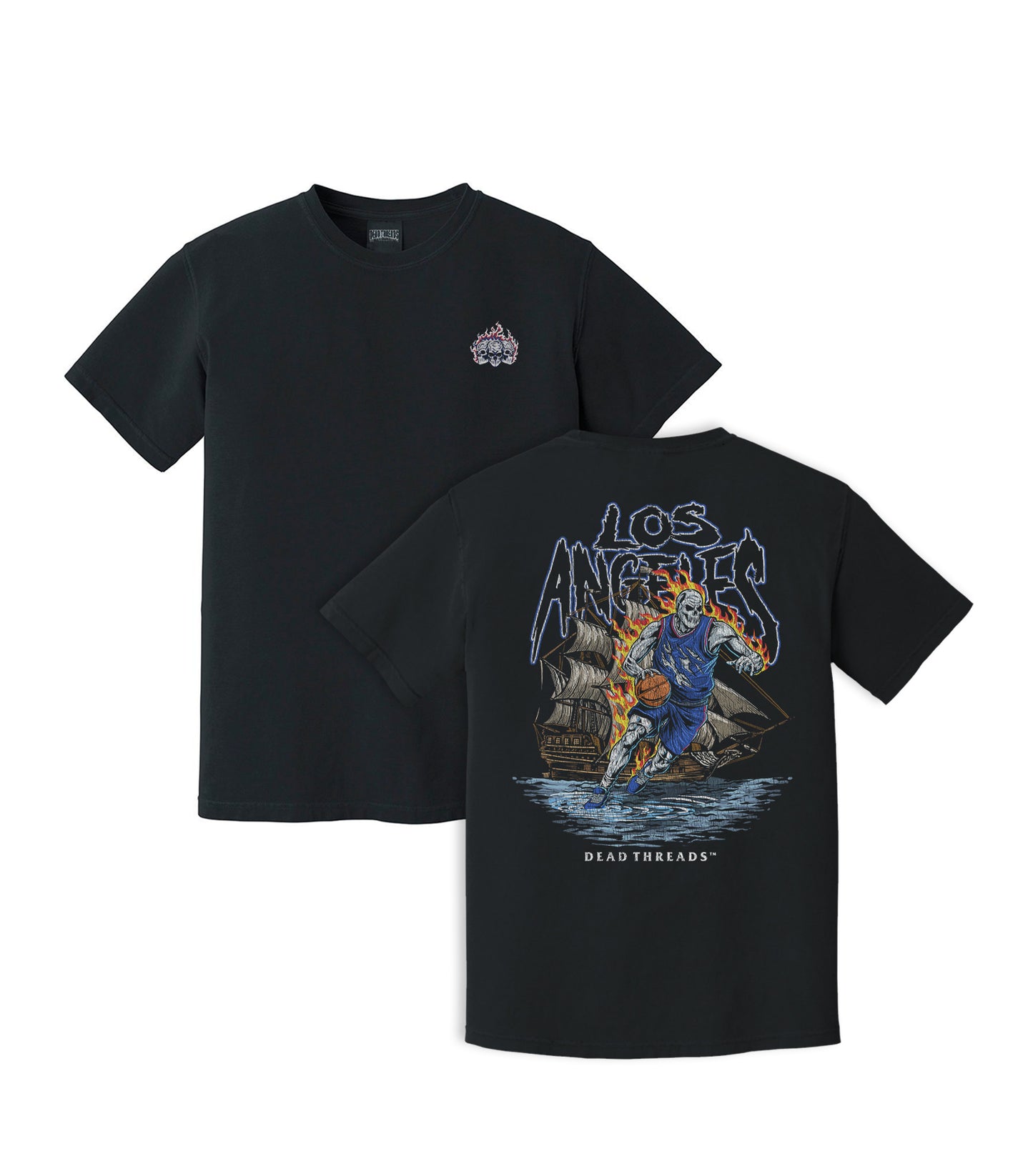 LOS ANGELES BASKETBALL v2 - “3 SKULL” PREMIUM T-SHIRT