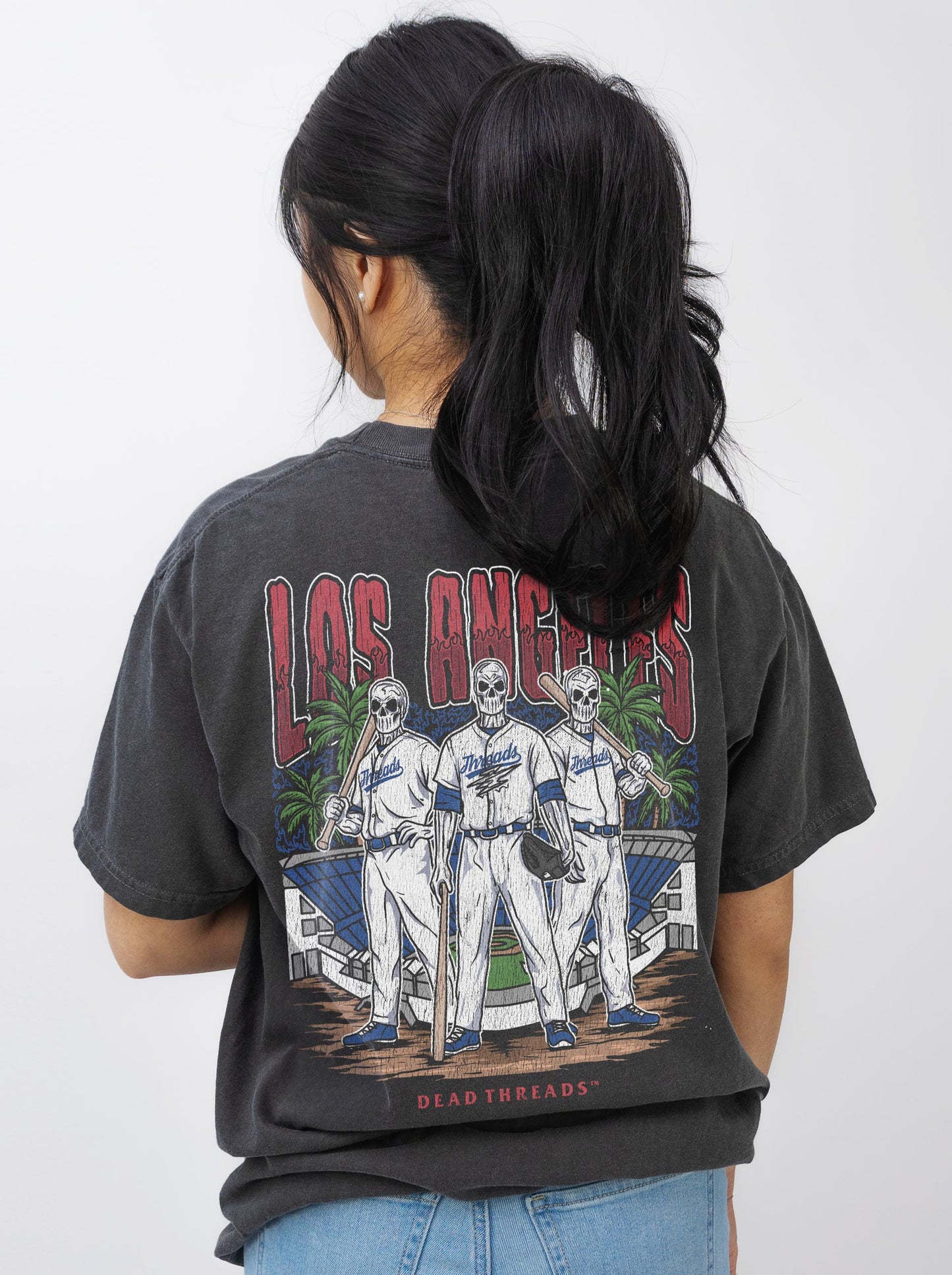 LOS ANGELES "BLUE" BASEBALL - "3 SKULL" PREMIUM SHIRT