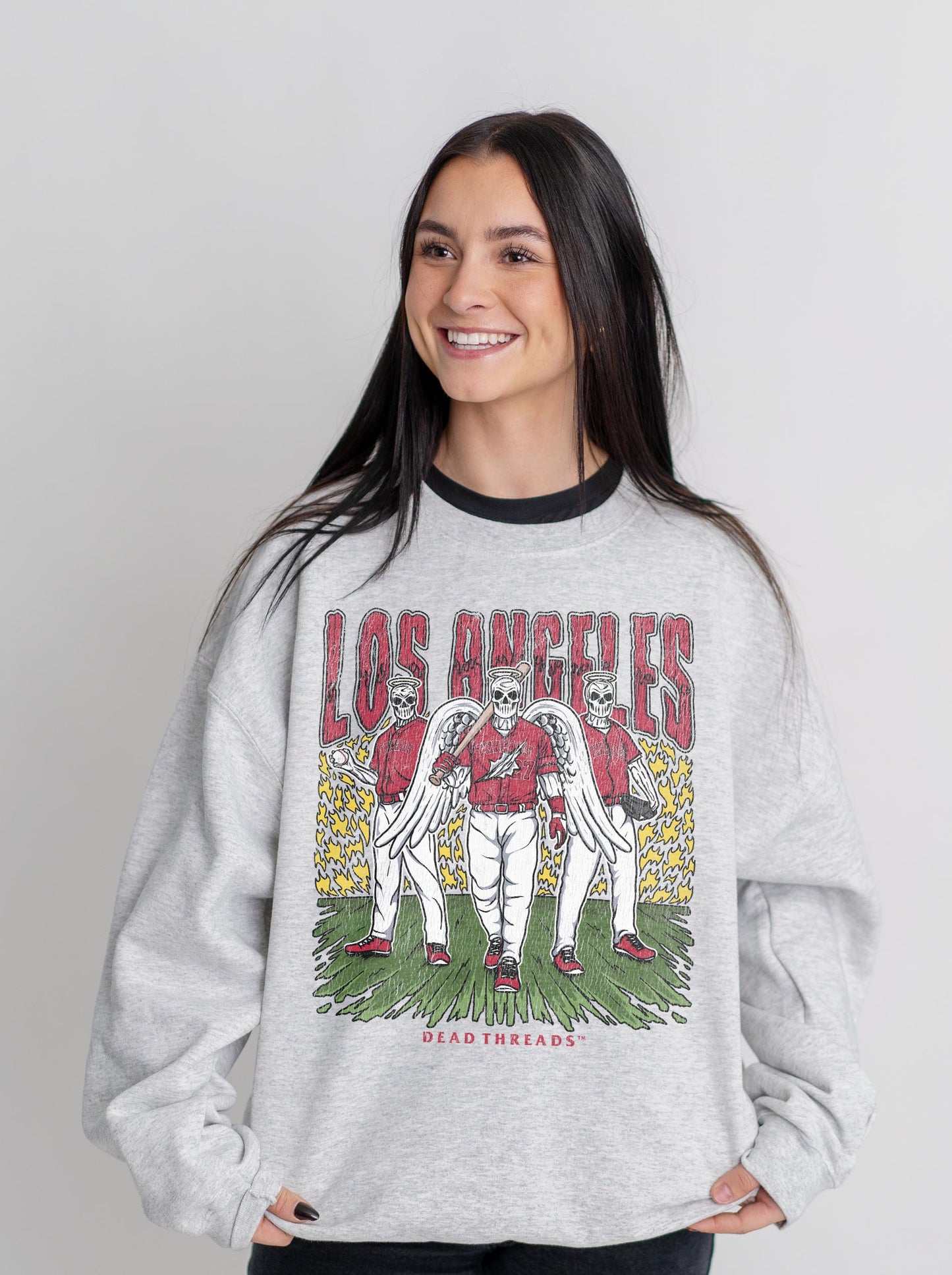 LOS ANGELES “RED” BASEBALL CREWNECK SWEATSHIRT