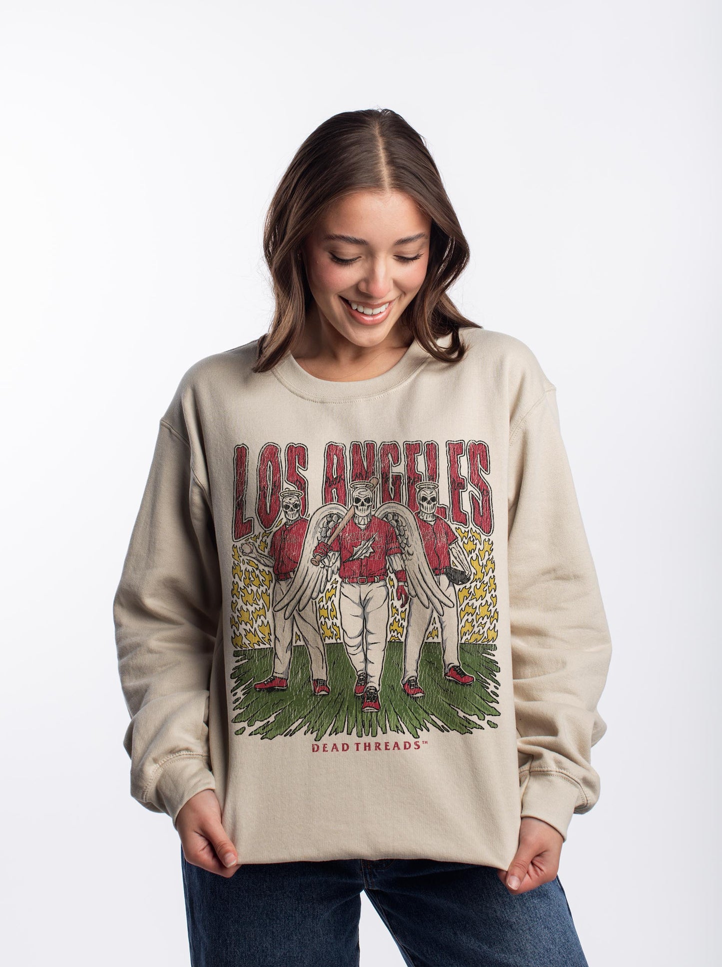 LOS ANGELES “RED” BASEBALL CREWNECK SWEATSHIRT