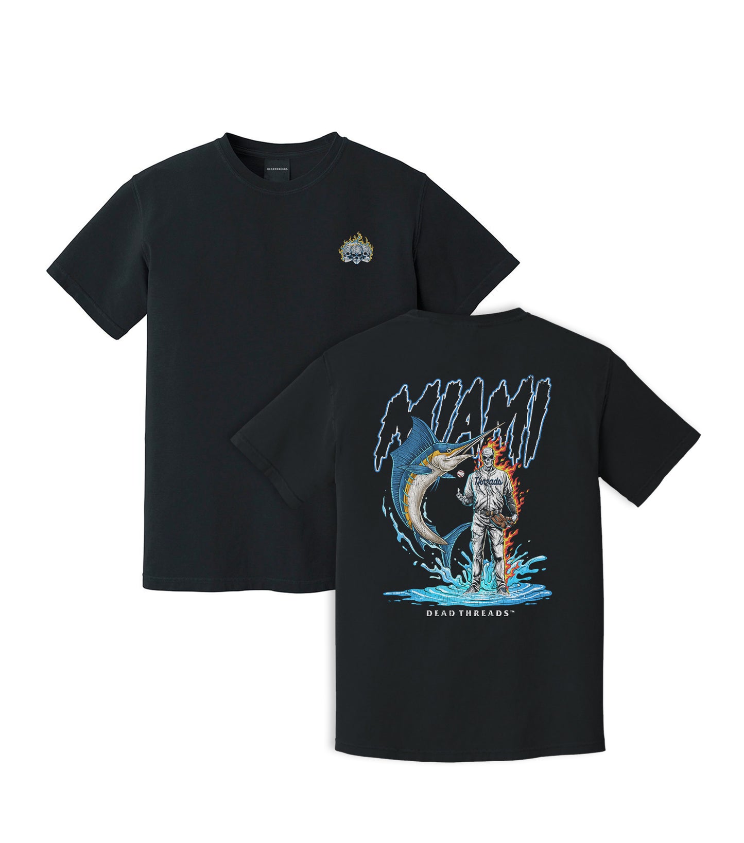 MIAMI BASEBALL - "3 SKULL" PREMIUM T-SHIRT
