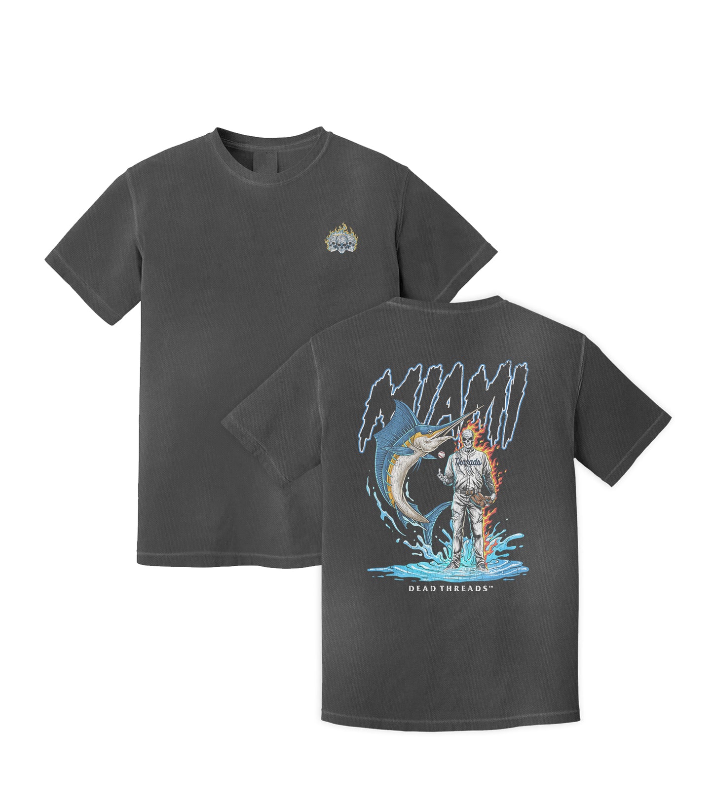 MIAMI BASEBALL - "3 SKULL" PREMIUM T-SHIRT