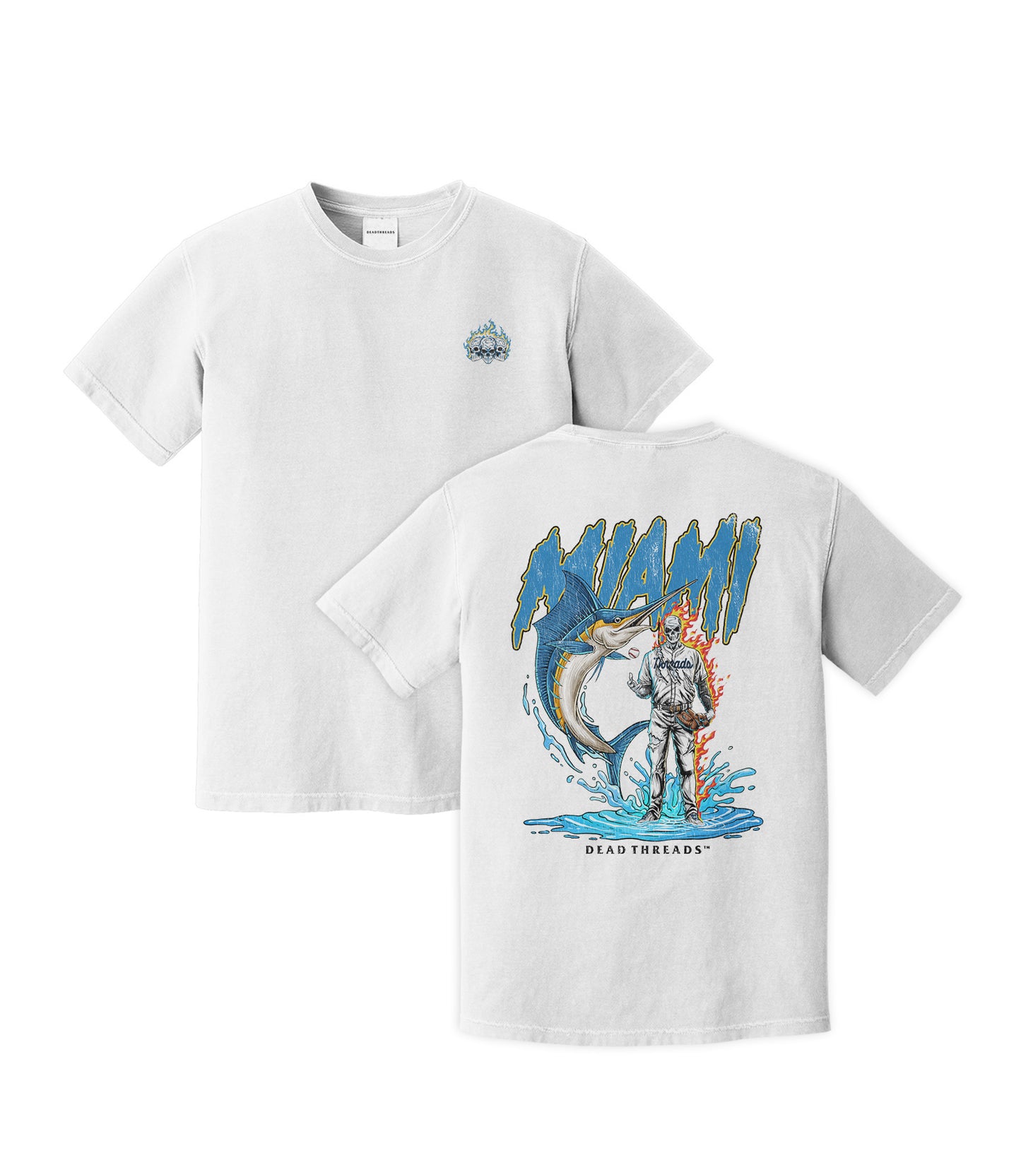 MIAMI BASEBALL - "3 SKULL" PREMIUM T-SHIRT