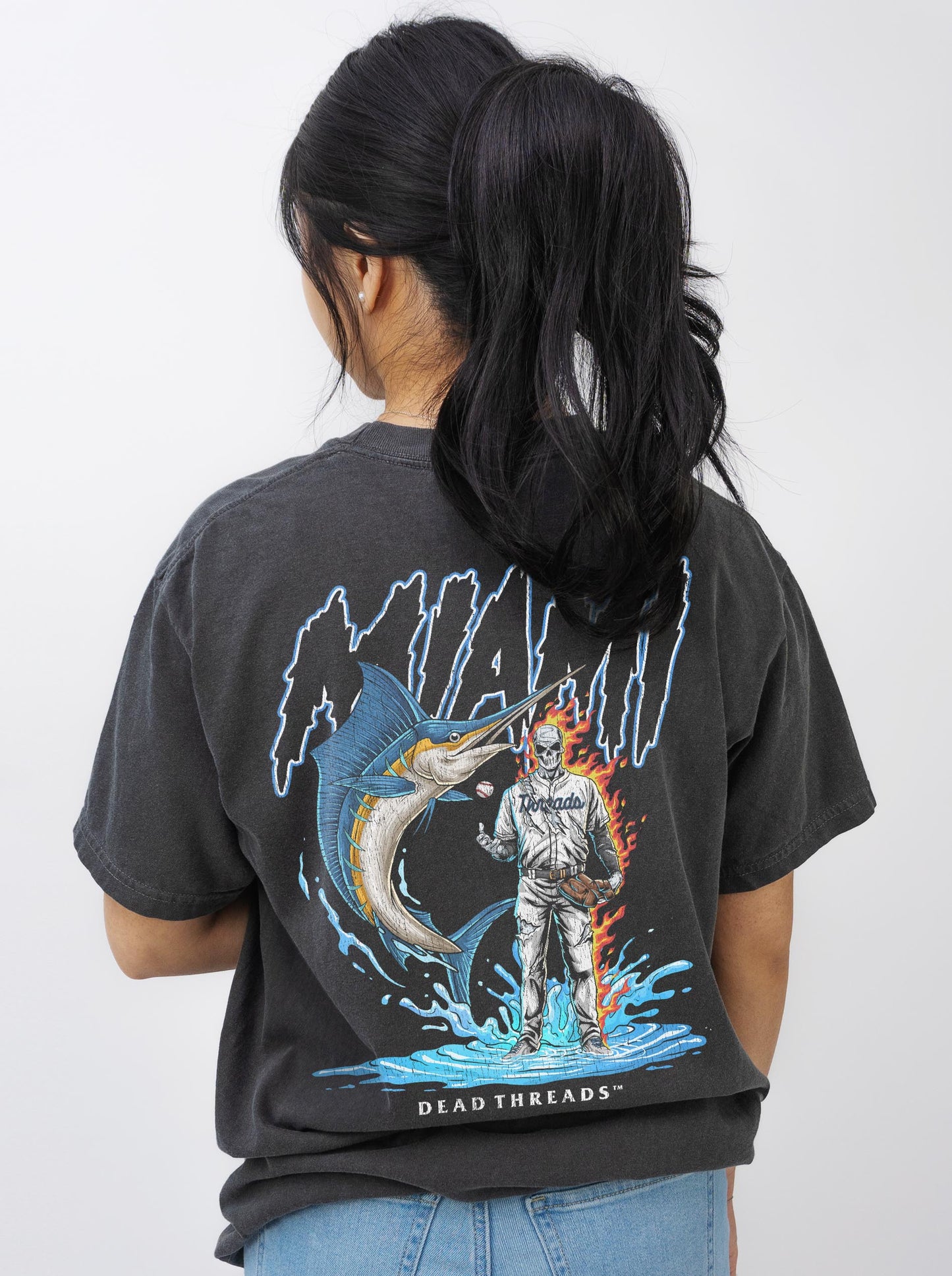 MIAMI BASEBALL - "3 SKULL" PREMIUM T-SHIRT