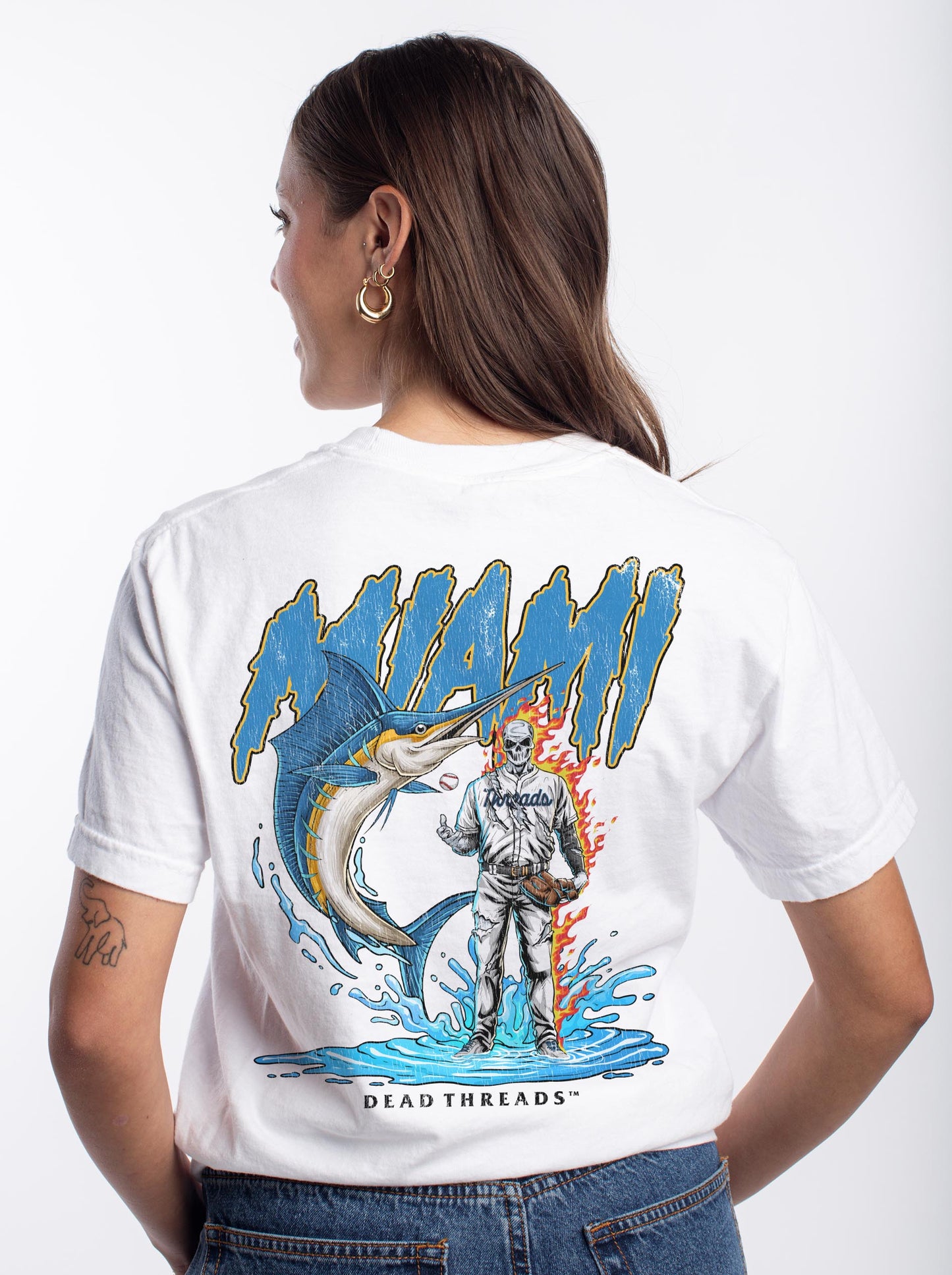 MIAMI BASEBALL - "3 SKULL" PREMIUM T-SHIRT