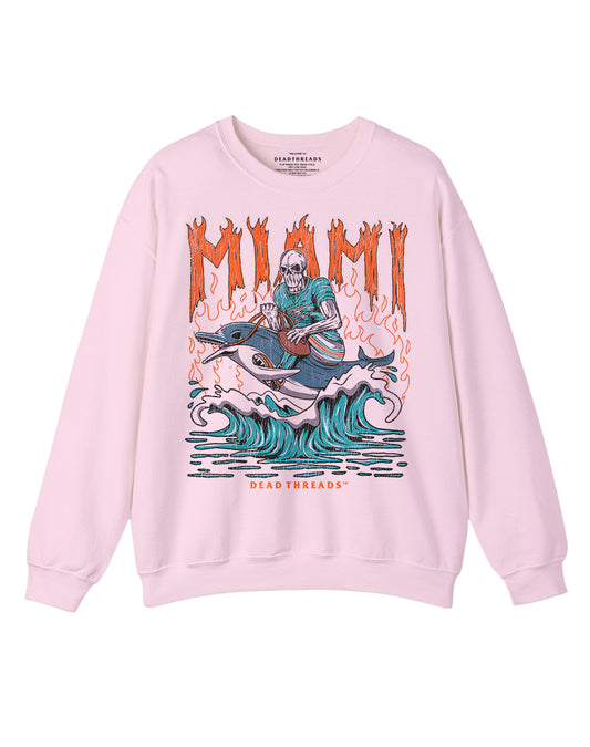 MIAMI FOOTBALL CREWNECK SWEATSHIRT - PINK