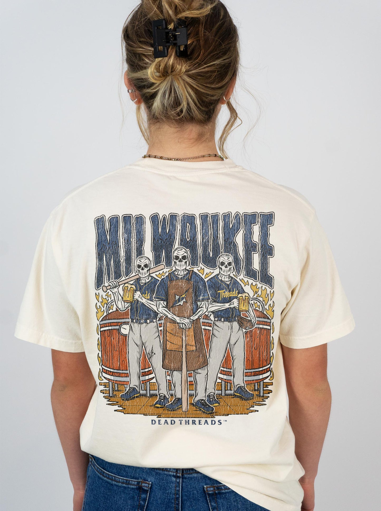 MILWAUKEE BASEBALL - "3 SKULL" PREMIUM SHIRT
