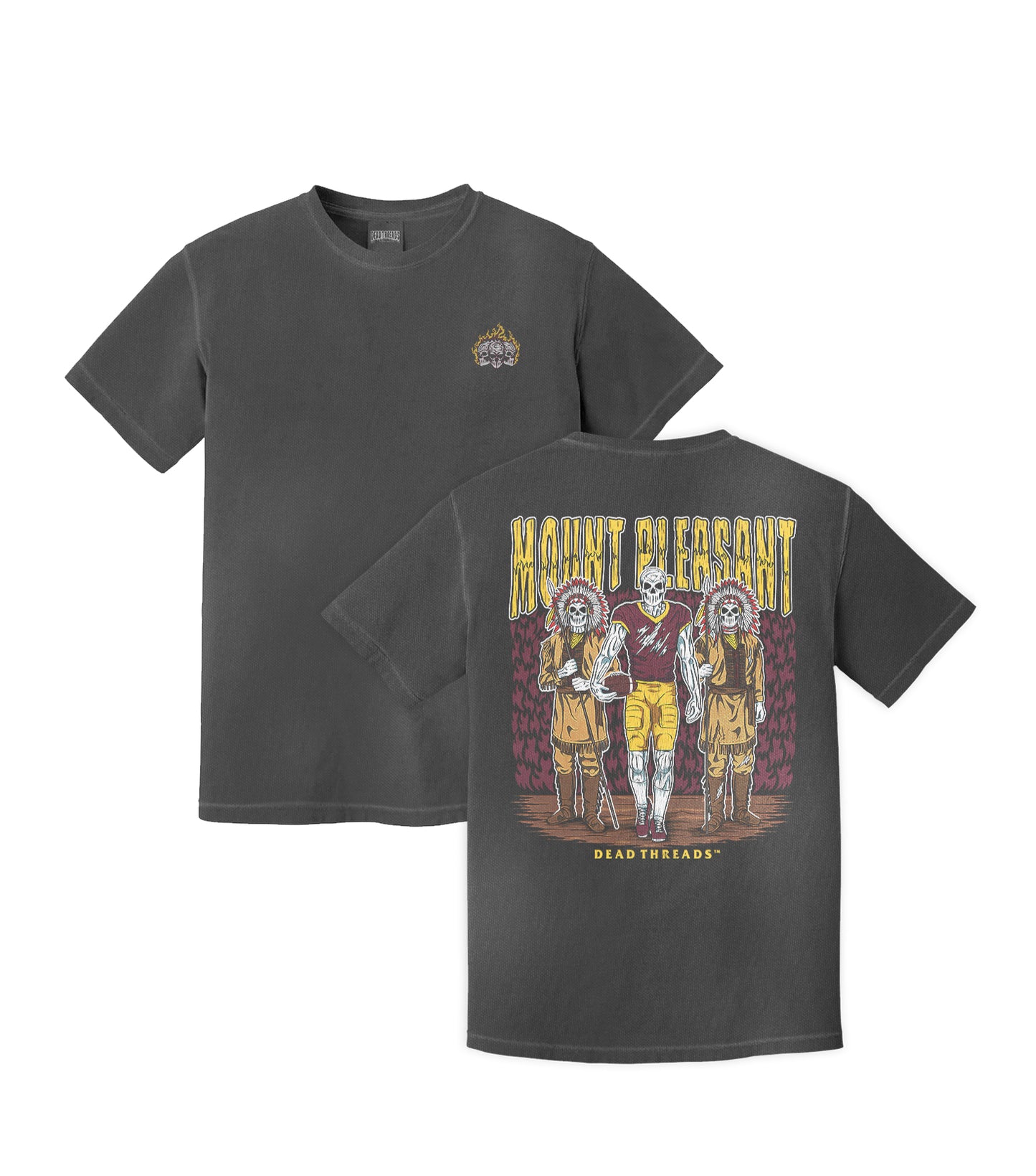 MOUNT PLEASANT FOOTBALL - “3 SKULL” PREMIUM T-SHIRT