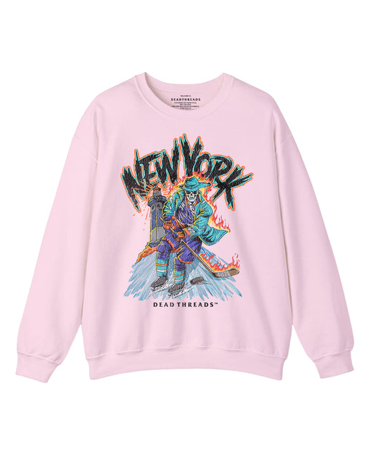 NEW YORK HOCKEY "THE ISLANDER" CREWNECK SWEATSHIRT - PINK