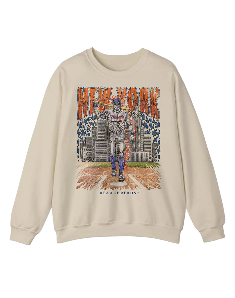 NEW YORK “QUEENS” BASEBALL CREWNECK SWEATSHIRT