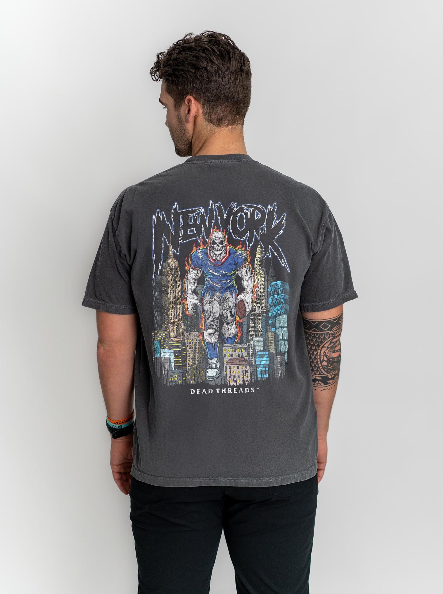 NEW YORK FOOTBALL BLUE - "3 SKULL" PREMIUM SHIRT