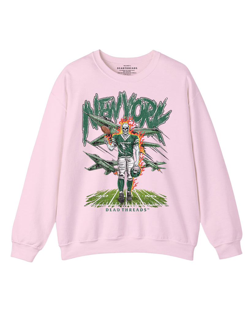 NEW YORK FOOTBALL GREEN CREWNECK SWEATSHIRT - PINK
