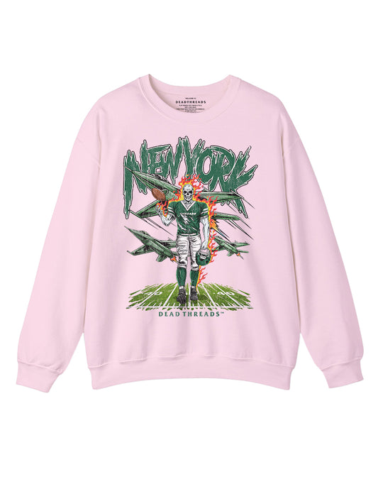 NEW YORK FOOTBALL GREEN CREWNECK SWEATSHIRT - PINK