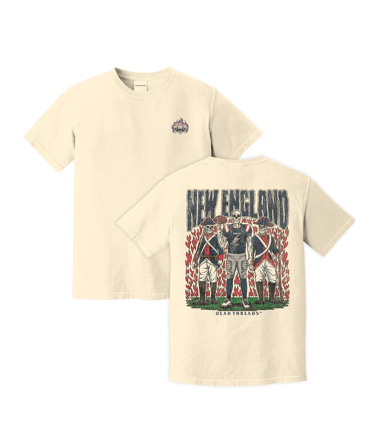 NEW ENGLAND FOOTBALL - “3 SKULL” PREMIUM T-SHIRT
