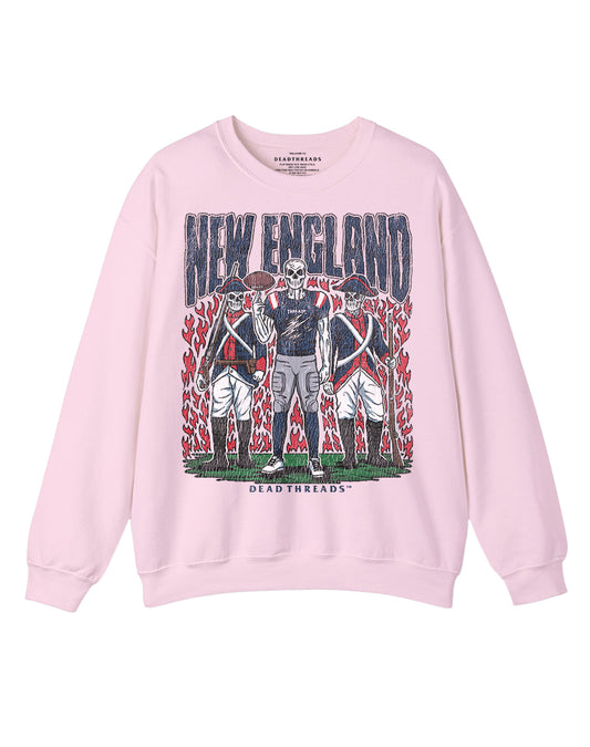NEW ENGLAND FOOTBALL CREWNECK SWEATSHIRT - PINK