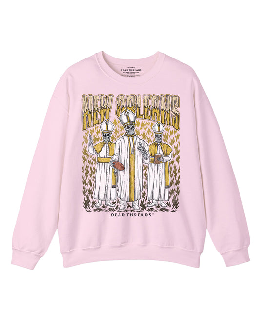 NEW ORLEANS FOOTBALL CREWNECK SWEATSHIRT - PINK