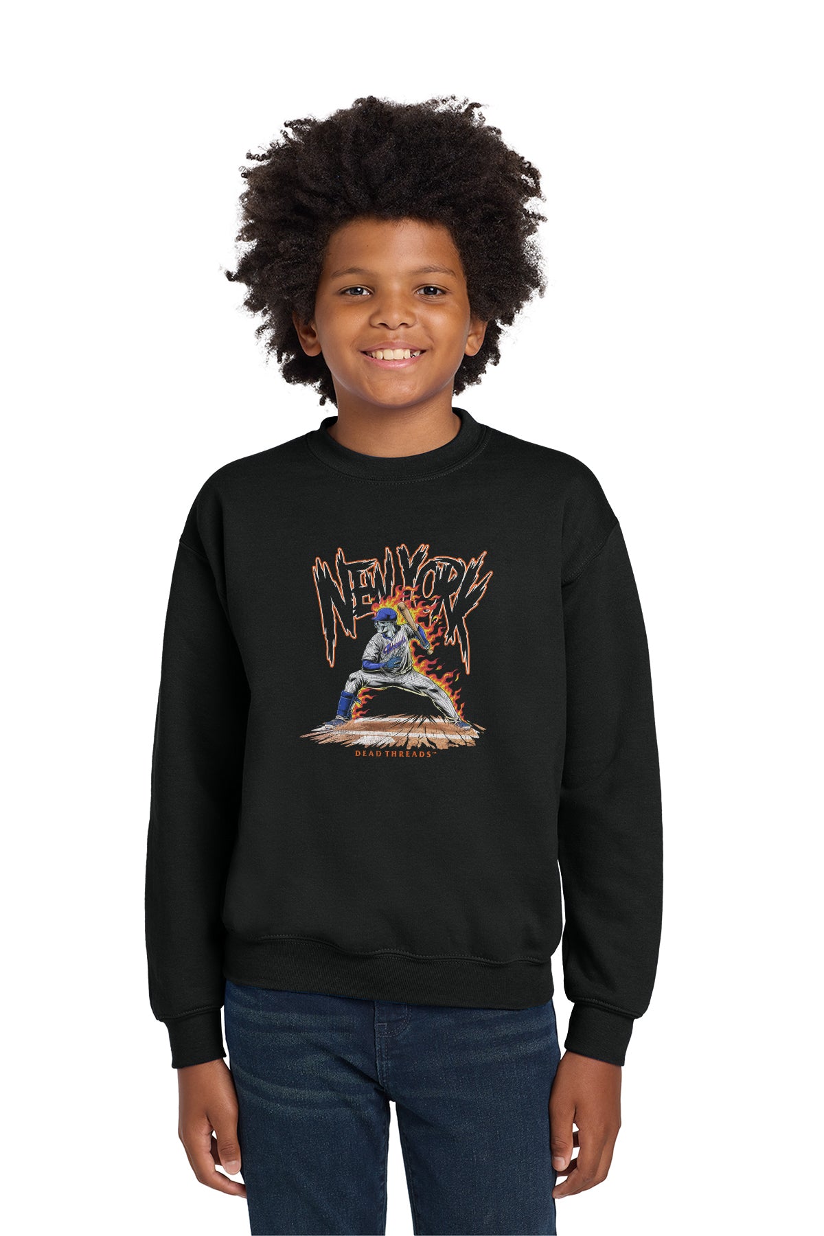 NEW YORK “QUEENS” BASEBALL v2 KIDS CREWNECK SWEATSHIRT