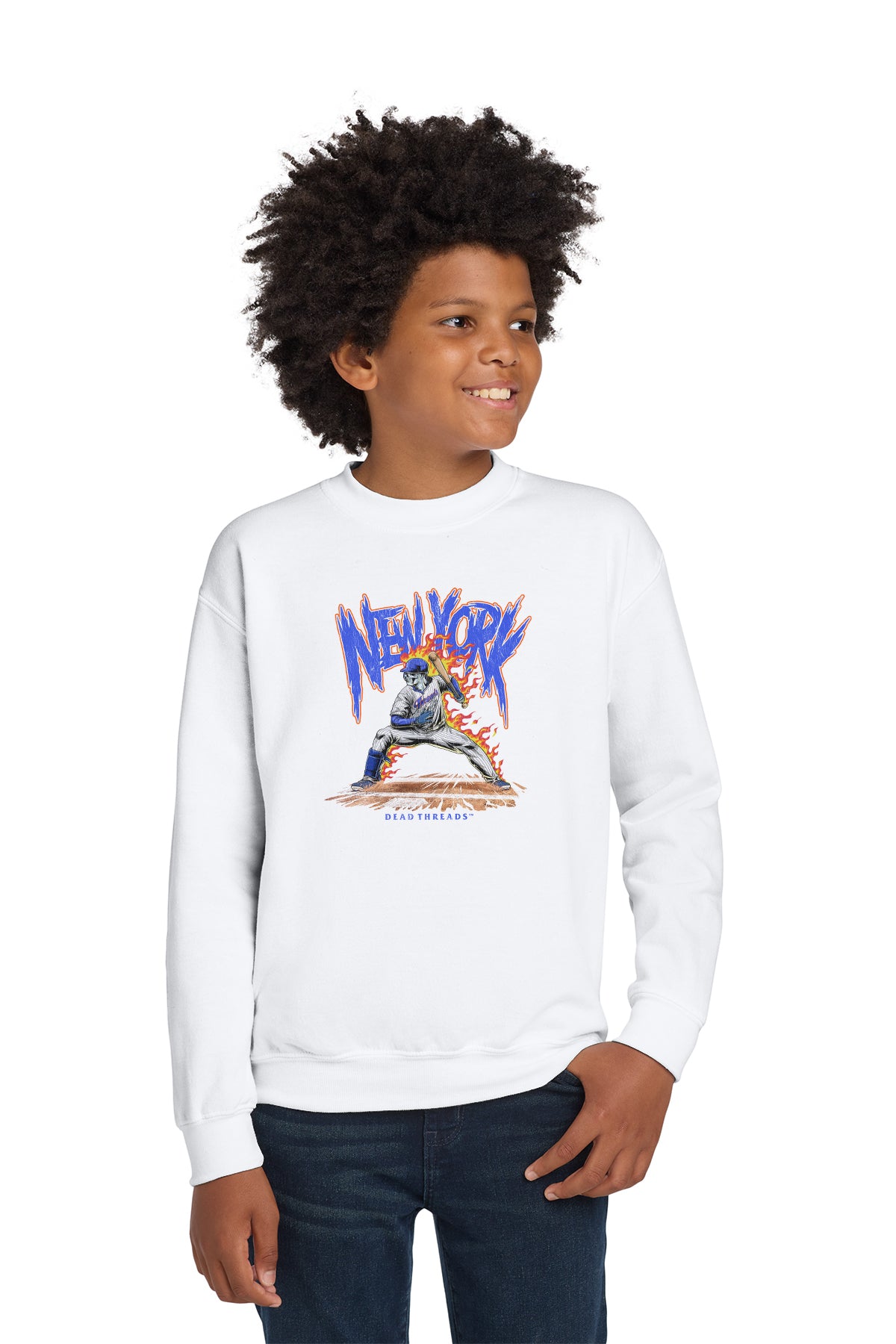 NEW YORK “QUEENS” BASEBALL v2 KIDS CREWNECK SWEATSHIRT