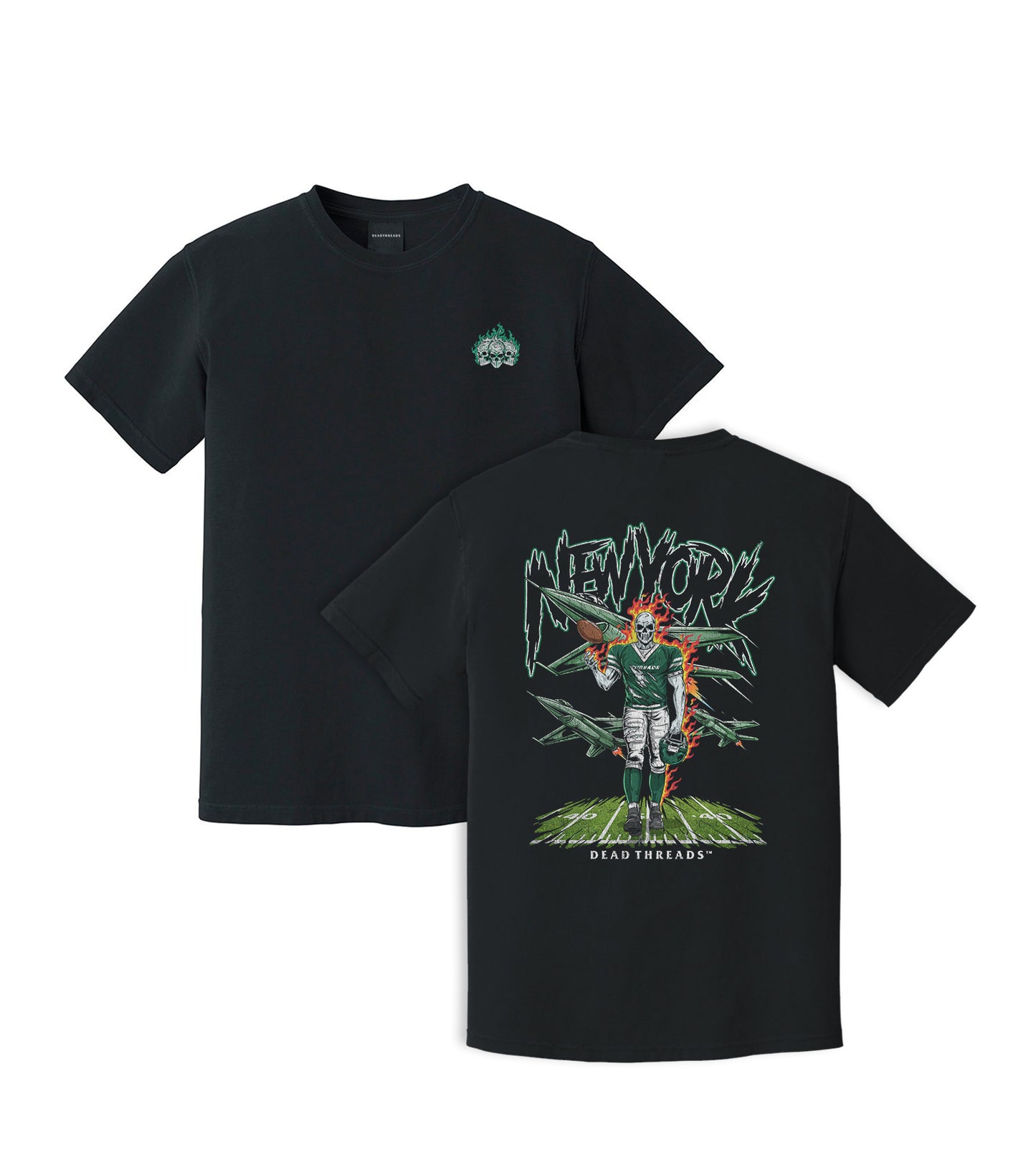 NEW YORK FOOTBALL GREEN - "3 SKULL" PREMIUM T-SHIRT