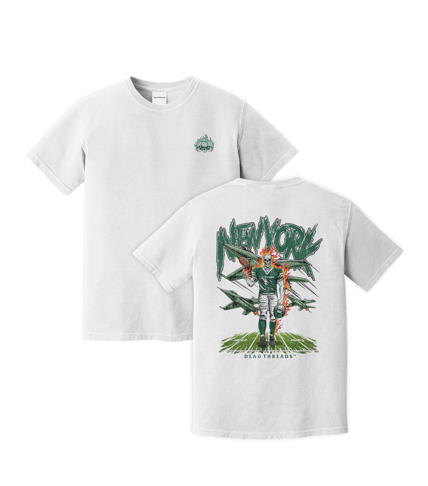 NEW YORK FOOTBALL GREEN - "3 SKULL" PREMIUM T-SHIRT
